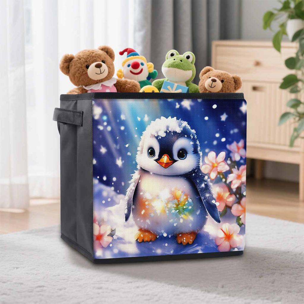 Penguins and Flowers 5D Diamond Painting Storage Basket Full Round Drill Mosaic Diamond Embroidery Cross Stitch Kits Home Decor Home Decor