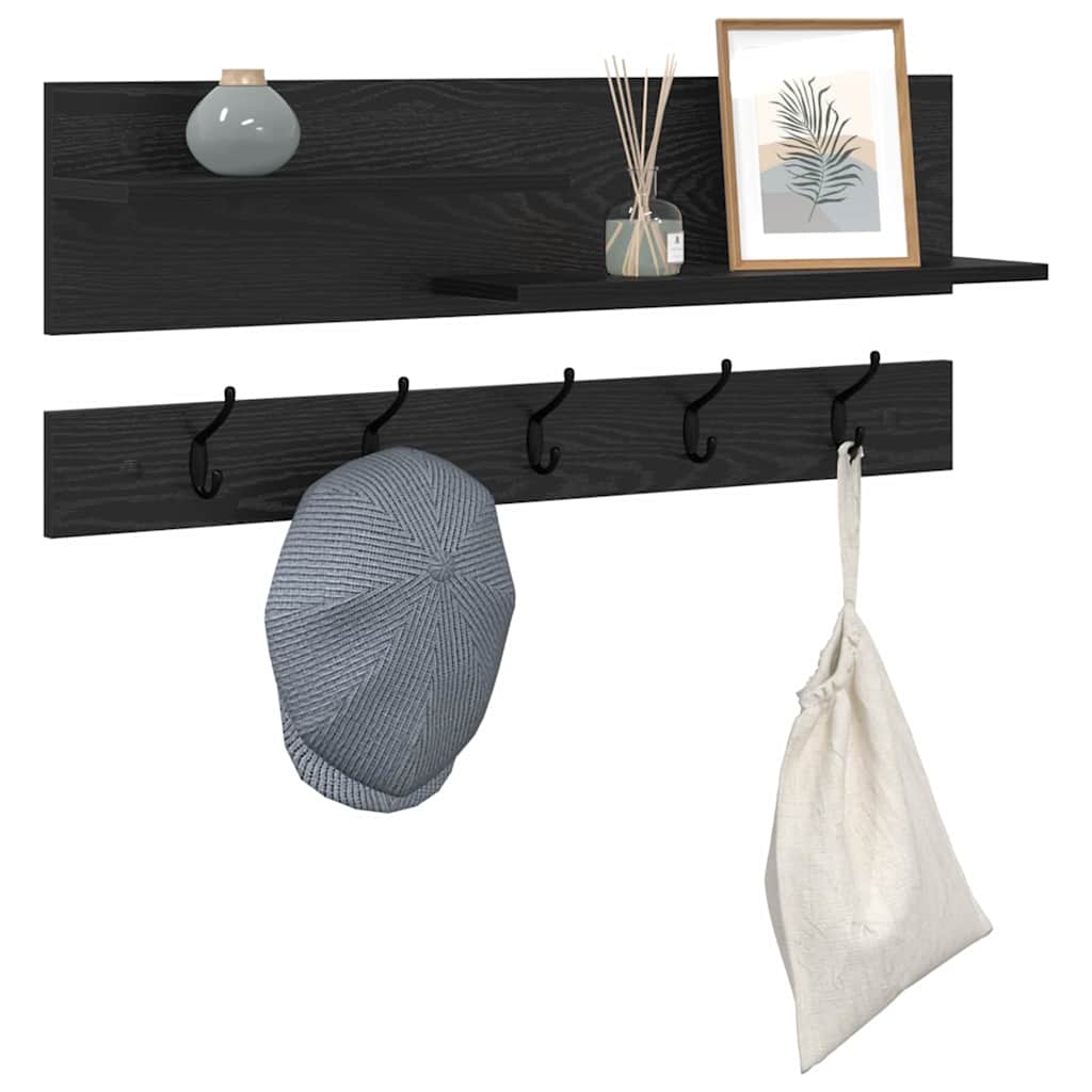 Wall Mounted Nightstand Black Oak Effect 90 x 15 x 36 cm