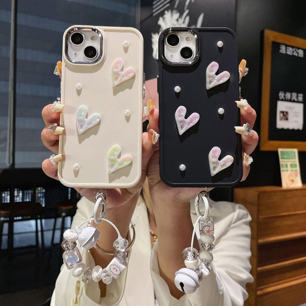 Металлическая фоторамка Подходит для чехла для мобильного телефона Apple 16PROMAX IPhoneX Жемчужная защитная крышка с подвеской 'Любовь' для девочки