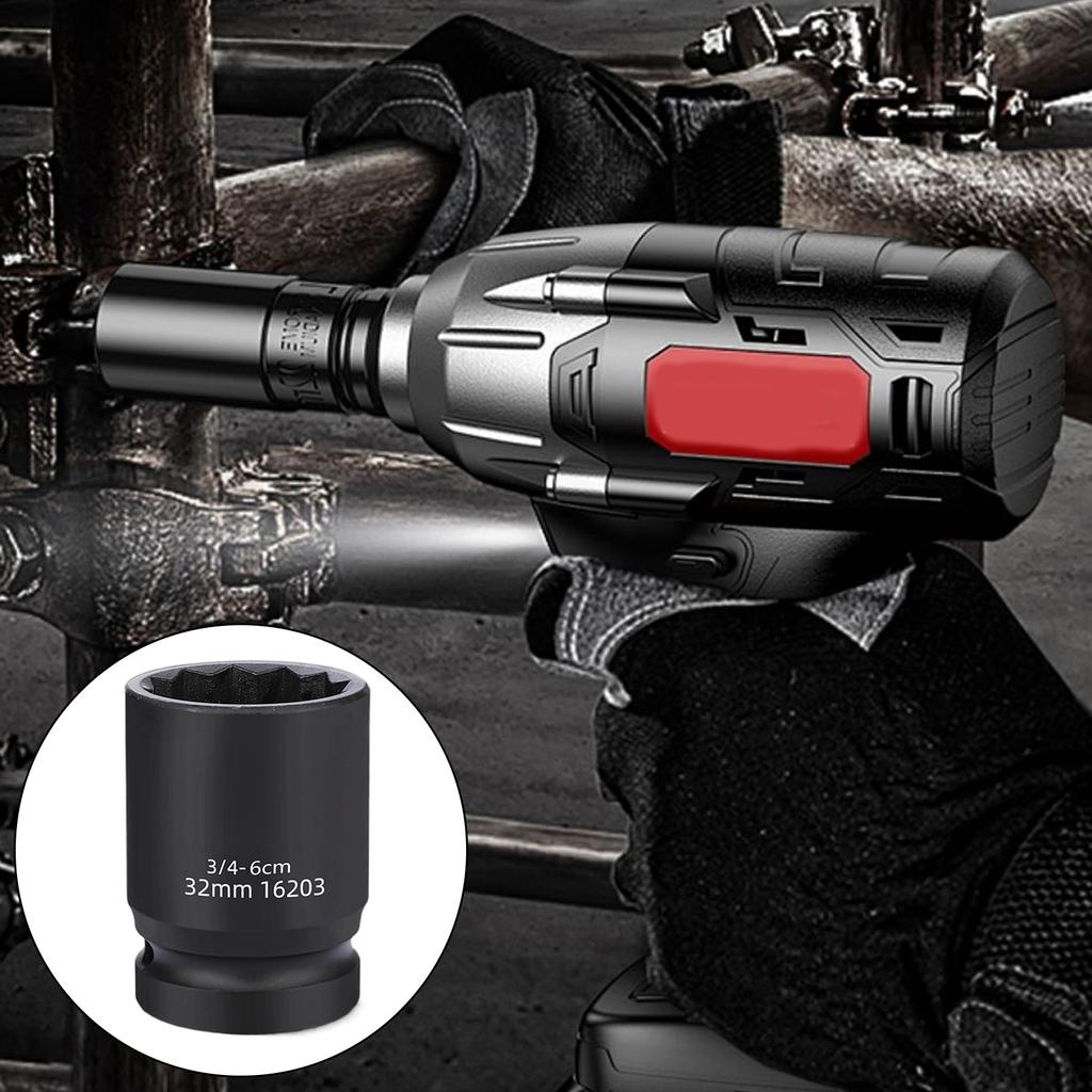 3/4Inch Drive Impact Wrench Socket 12 Point Drive Shaft Tool Power Socket for Heavy Duty Use Auto Repair Easy Removal
