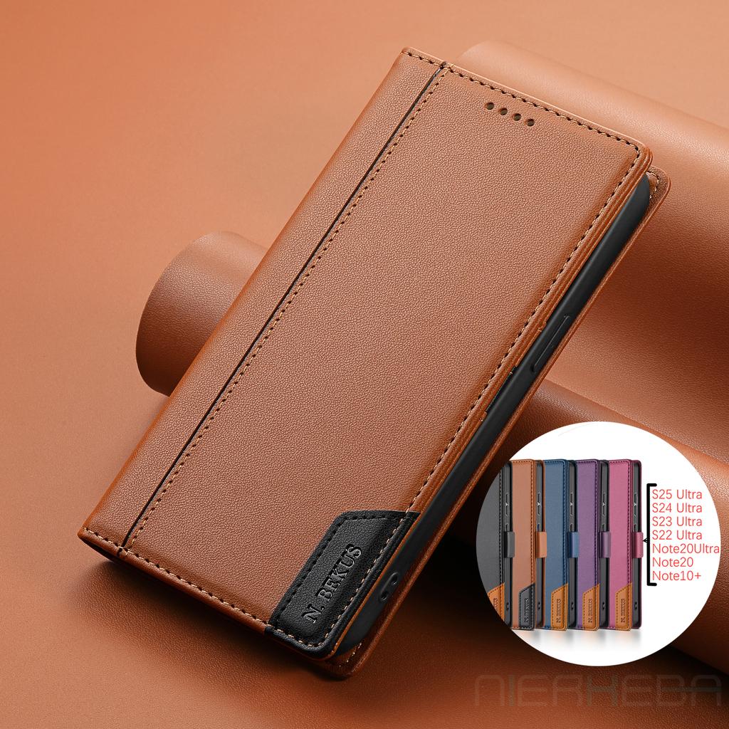 Magnetic Flip Leather Case For Samsung Galaxy S25 Edge S24 S23 Ultra S22 S21 FE S20 S10 Plus Note20 A17 A16 A56 A36 Wallet Cover