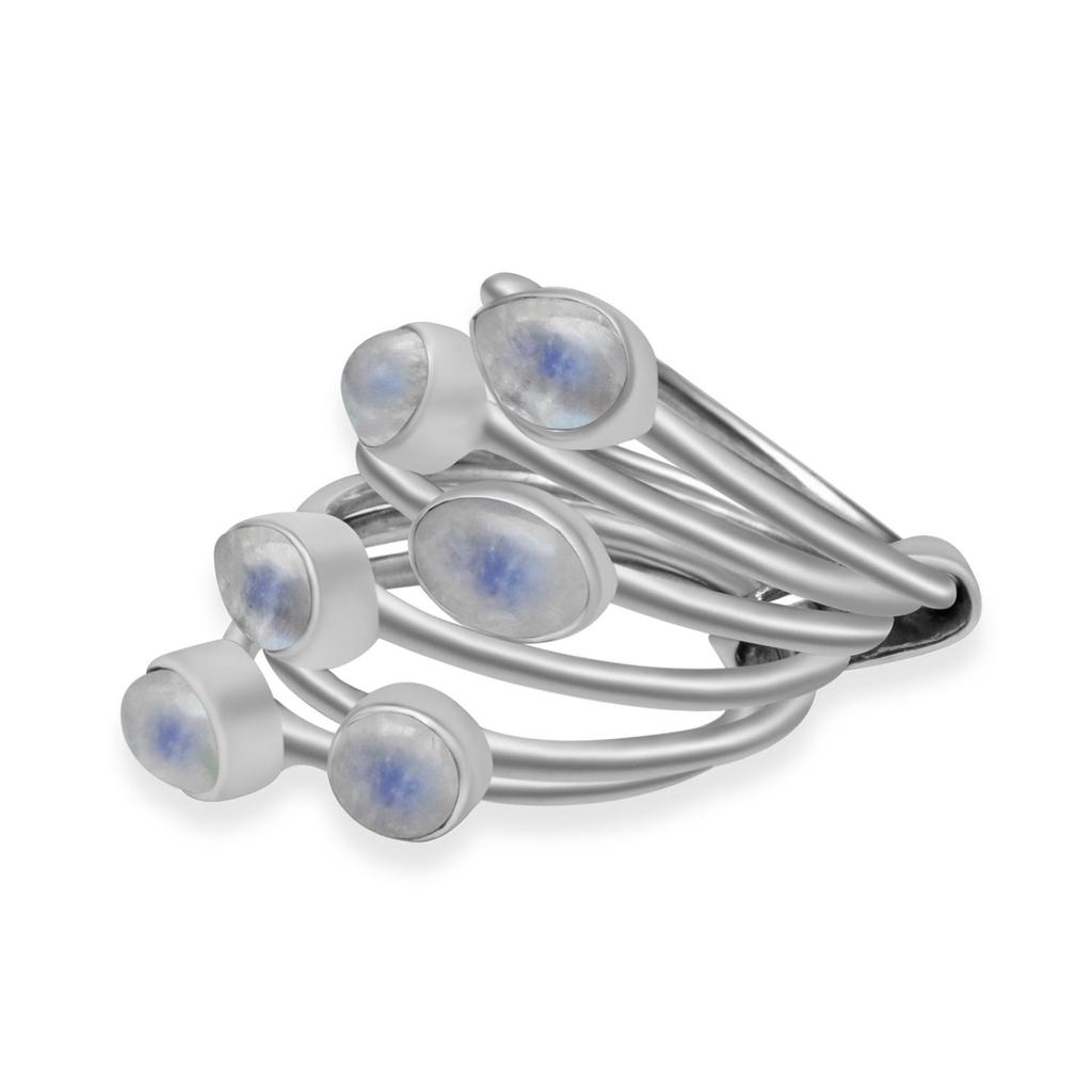 Кольцо из стерлингового серебра 925 пробы с натуральным радужным лунным камнем для женщин и девочек