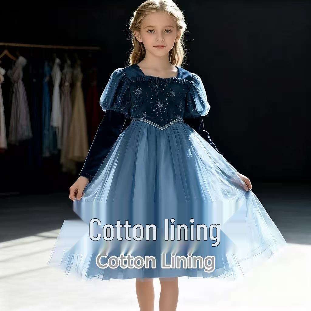 Платье Замороженной Принцессы с флисовой подкладкой для девочек - Зима, Хэллоуин и Рождество