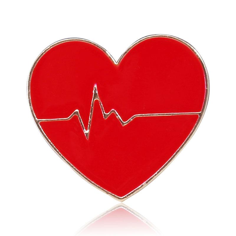 Creative Electrocardiogram Love Styling Brooch Simple Collar Pin Fixed Clothes Buckle Pin Anti-Light Accessories