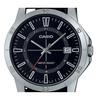 Casio Стандартные аналоговые кварцевые мужские часы с кожаным ремешком и черным циферблатом MTP-V004L-1C