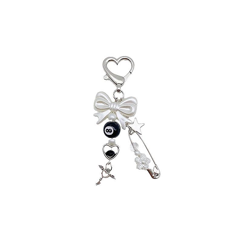 Брелок-бабочка с шариками и бусинами 8 размера Y2K Goth Брелок-булавка с бусинами Angel Key Love Buckle Подвеска