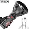 Plastic Strong Light Torch Power Display Usb Rechargeable Outdoor Led Long Range Super Bright Portable Searchlight