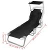 VidaXL Chaise Longue Pliable avec Auvent Acier et Tissu Transat Meuble Jardin 41197