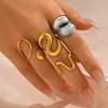 New Style Open Geometric Ring Set Niche Light Luxury Line Design Versatile Plain Ring Ring Woman