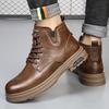 Men's Shoes Winter New British Style Retro Leather Boots Men's High-top Leather Warm and Velvet Casual Tooling Martin Boots