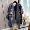 Ethnic Style Embroidered Scarf Cashew Print Retro Thickened Warm Long Fringed Shawl Women