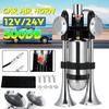 12V/24V 500DB Dual Trumpet Electric Horn Loud Chrome Air Horn Speaker Kit With Air Compressor For Train Truck Lorry
