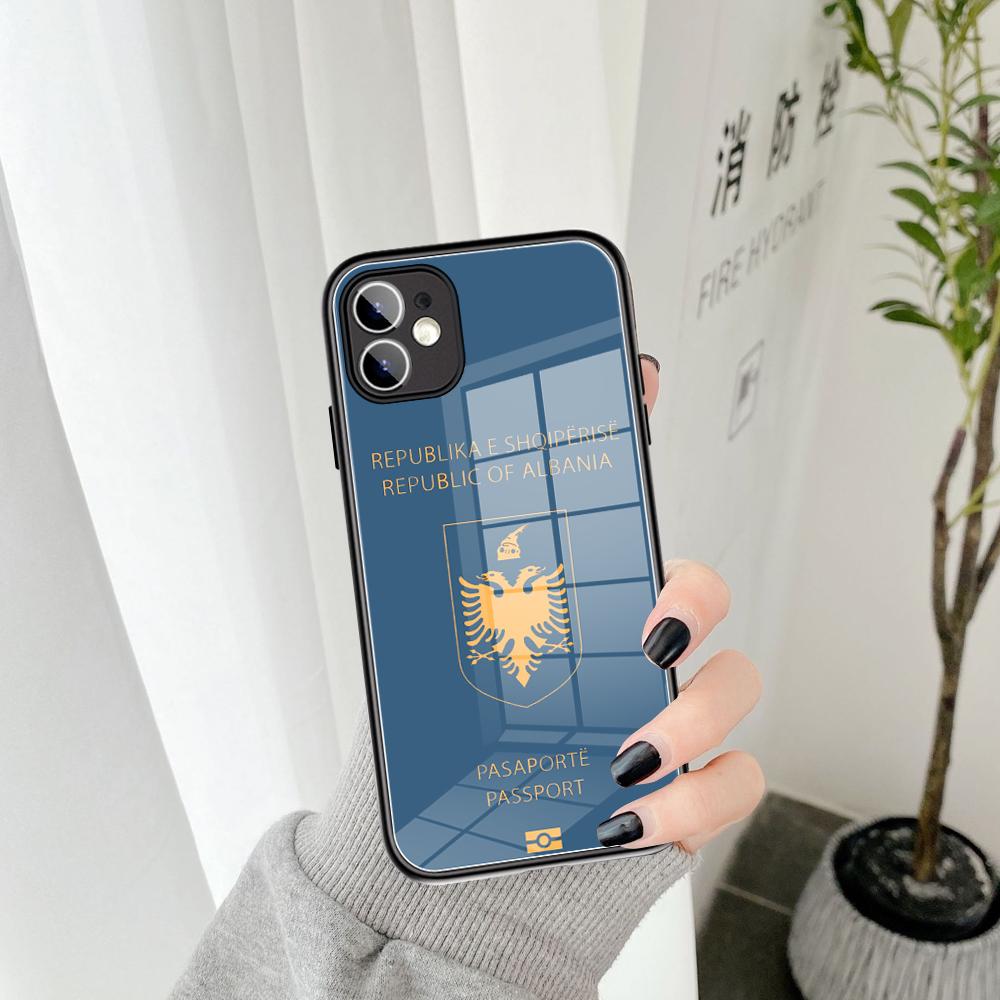 Для IPhone Албания паспорт чехол для телефона из закаленного стекла 15 14 13 11 12 14 Pro XR XS MAX 8 X 7 Plus SE 13 14 Pro мини-чехлы