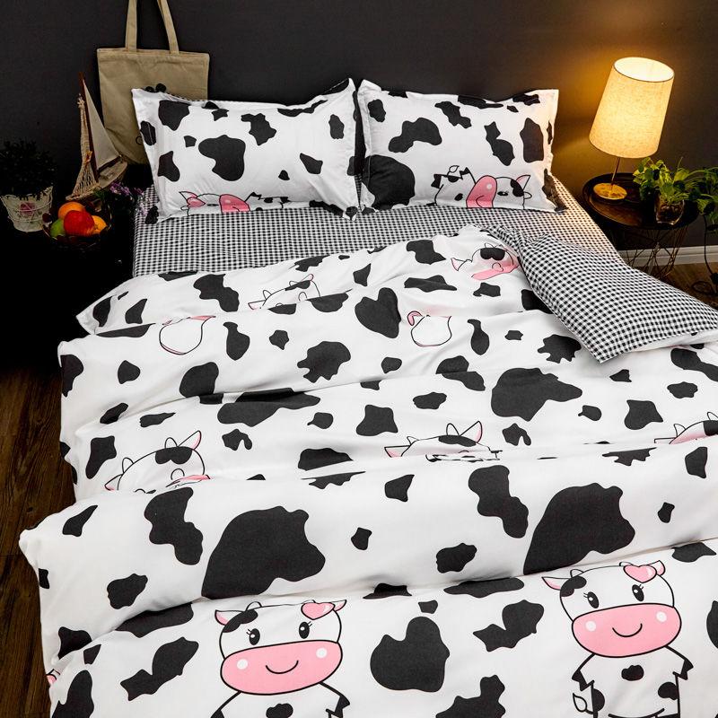Pure Color Simple Bedding Four-piece Double Duvet Cover Sheet Bedding Set Student Dormitory