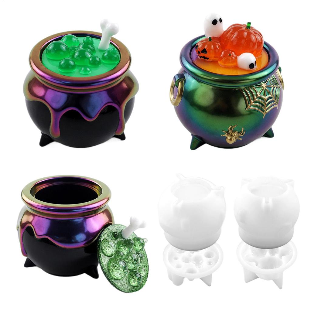 Хэллоуинский ведьминский котел силиконовая форма эпоксидная смола хэллоуинский тигель форма тыквы форма для легкого извлечения принадлежности для рукоделия