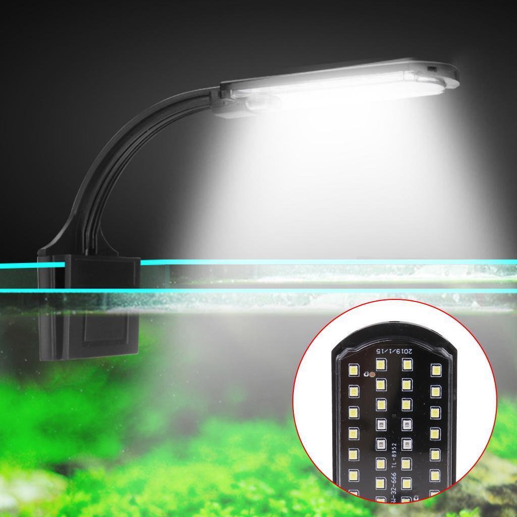 Aquarium Light LED Clip Light for Fish for Tank with Separate Power Switch 5W High Brightness White & Blue Lighting