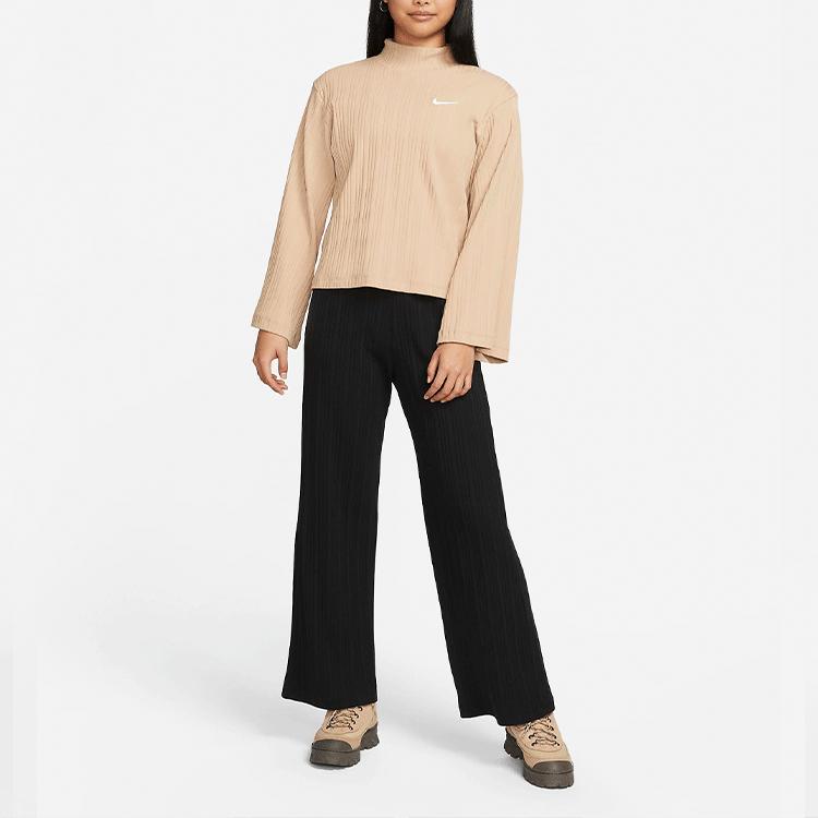 Nike Ребристая трикотажная футболка с высоким воротником и длинными рукавами, женские топы Maize DM6400-200