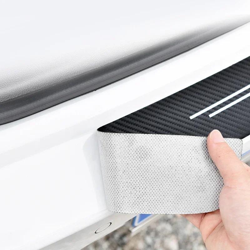 Car Carbon Fiber Rear Bumper Trunk Protection Stickers For Nissan Nismo Tiida Teana GTR Juke Note Versa Almera Accessories