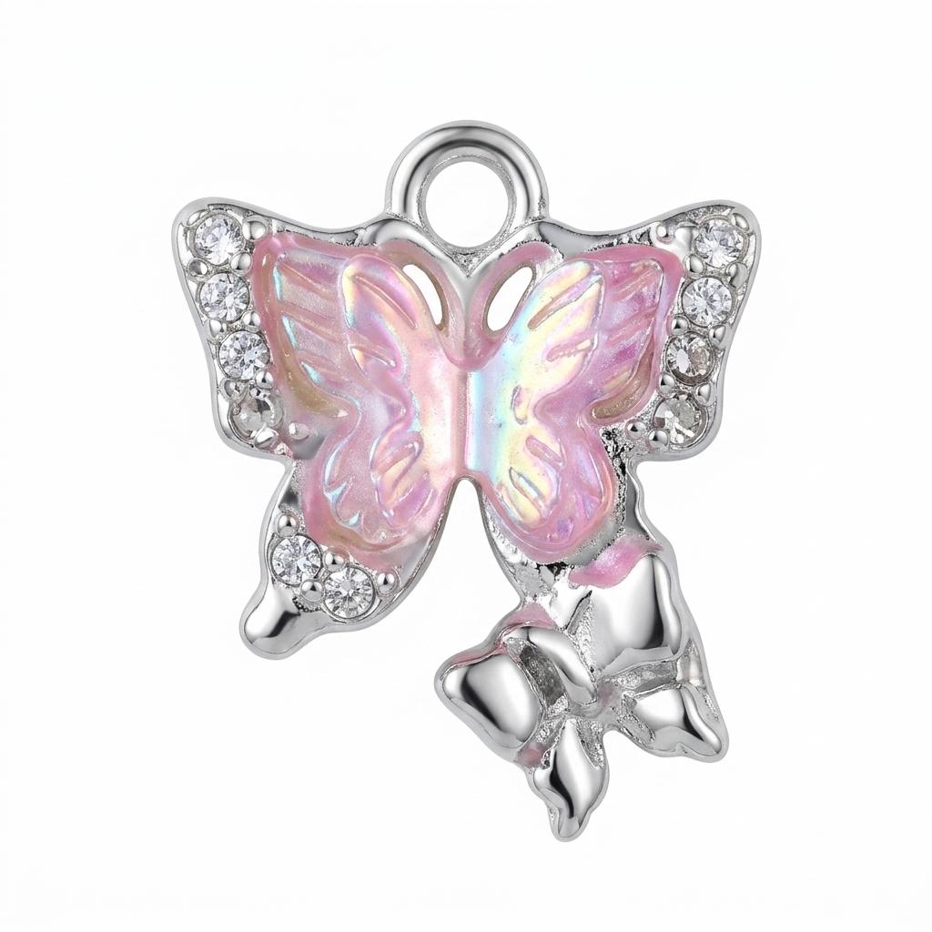 10Pcs Double Layer Butterfly Alloy Pendant Diy Jewelry Accessories Materials Zinc Alloy