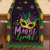 Маска Mardi Gras Фиолетовый Зеленый Льняная Скатерть Декор для Вечеринки Карнавал Фестиваль Кухонный Обеденный Стол Скатерть Украшения Mardi Gras
