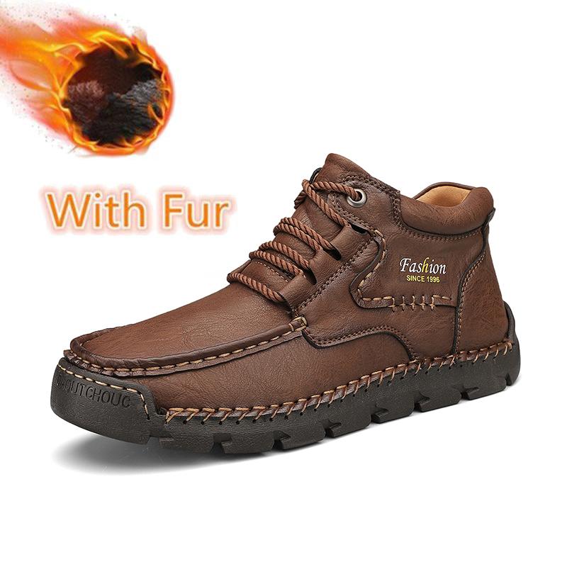 Горячая Распродажа Нескользящие Мужские Ботильоны Винтажный Стиль Кожаные Базовые Ботинки Универсальные Прогулочные Ботинки Для Отдыха На Открытом Воздухе Высокие Походные Ботинки