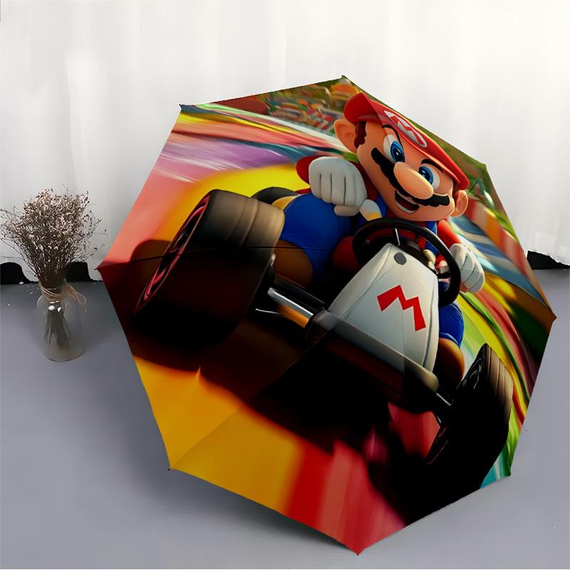 1pc Mario Automatic Folding Cute Umbrella - Compact 8-Rib Design, Durable Plastic & Iron, Perfect Gift for Friends & Family, Outdoor Umbrella, Fashion