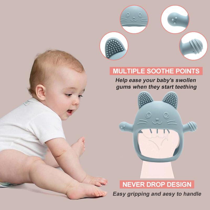 Силиконовые перчатки-грызунки для младенцев пищевого качества, пустышки, игрушки для прорезывания зубов у детей, уход за полостью рта новорожденных, десны, палочка-прорезыватель, товары для малышей