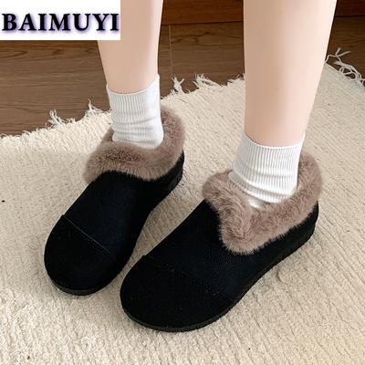 Меховые балетки женские ботильоны теплая обувь 2025 тренд зимние повседневные кроссовки для ходьбы ботинки челси короткие плюшевые хлопковые ботинки женские