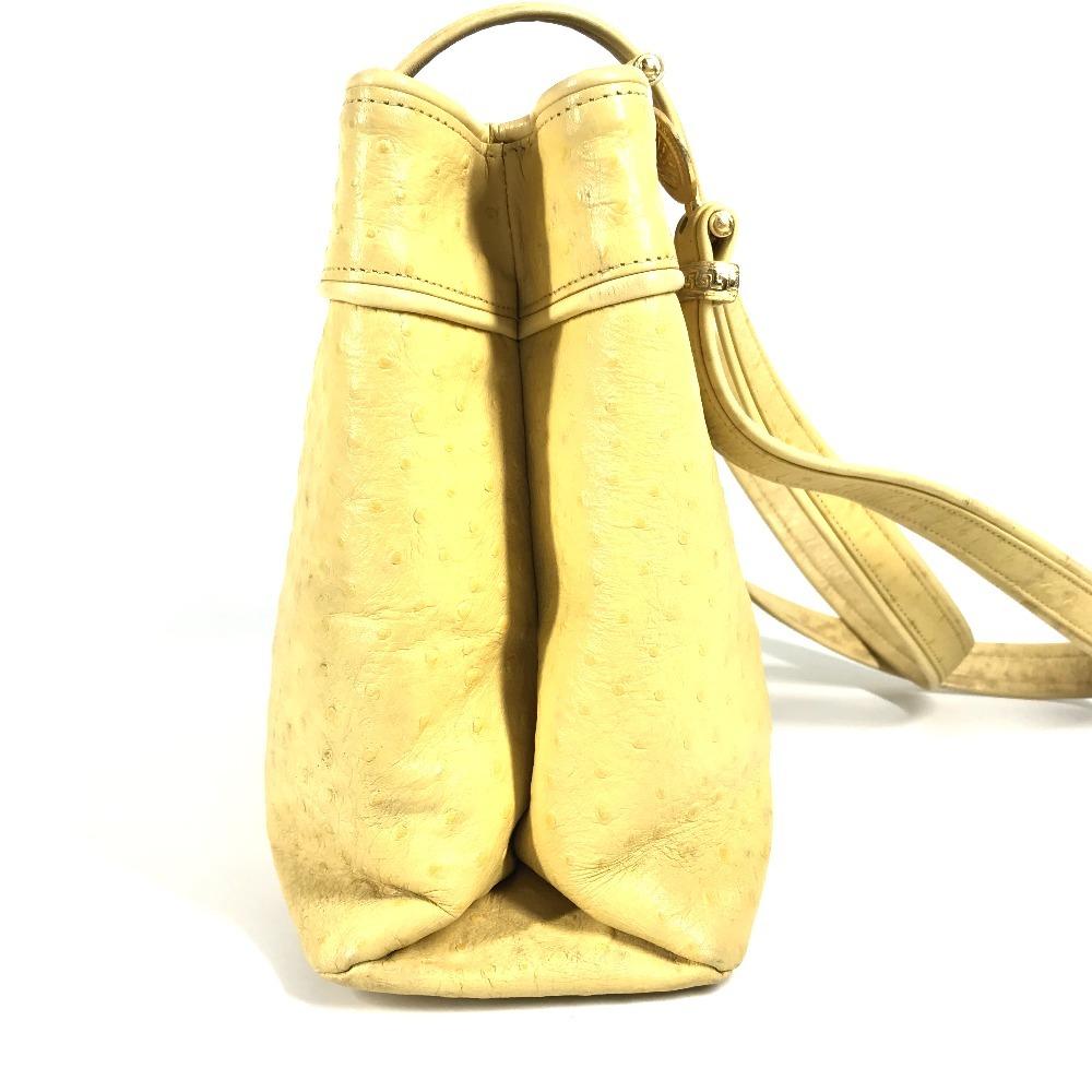 VERSACE vintage Sunburst logo Bag Tote Bag Shoulder Bag Embossed Leather yellow
