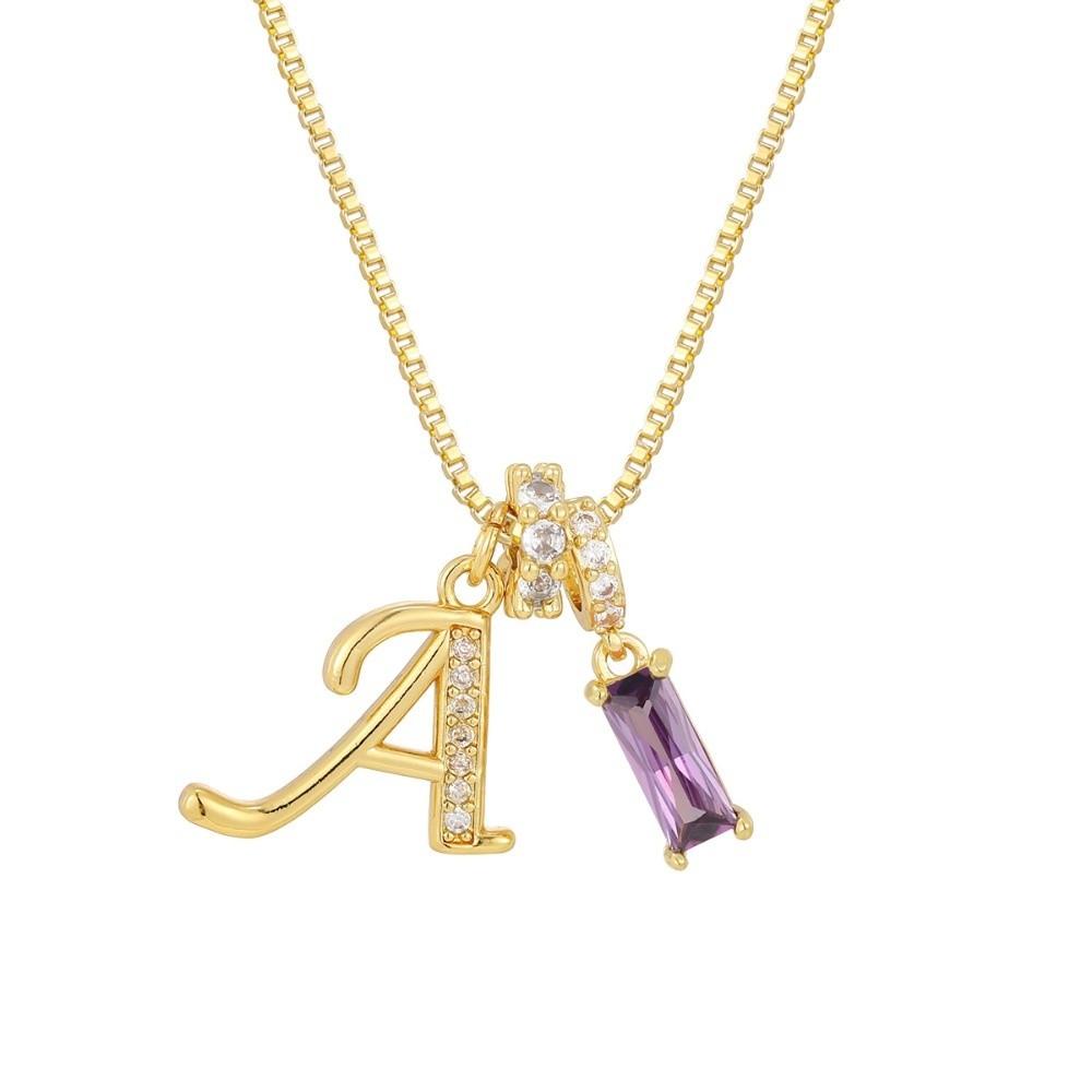 Adjustable Letter Jewelry Hypoallergenic Shiny Zircon Embedded Geometric Pendant Necklace Geometric Design Dopamine Style