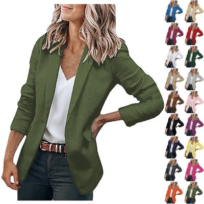Женская куртка с длинным рукавом, однотонный кардиган с воротником на одной пуговице, топ для бизнеса и отдыха