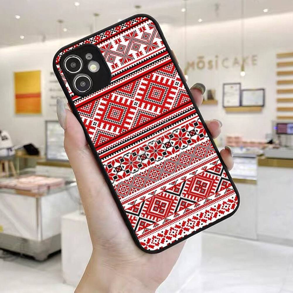 Чехол для телефона с узором-орнаментом U-Украина Для IPhone 16 15 14 X XR XS 7 8 Plus 11 12 13 Pro MAX 13mini Матовый противоударный чехол