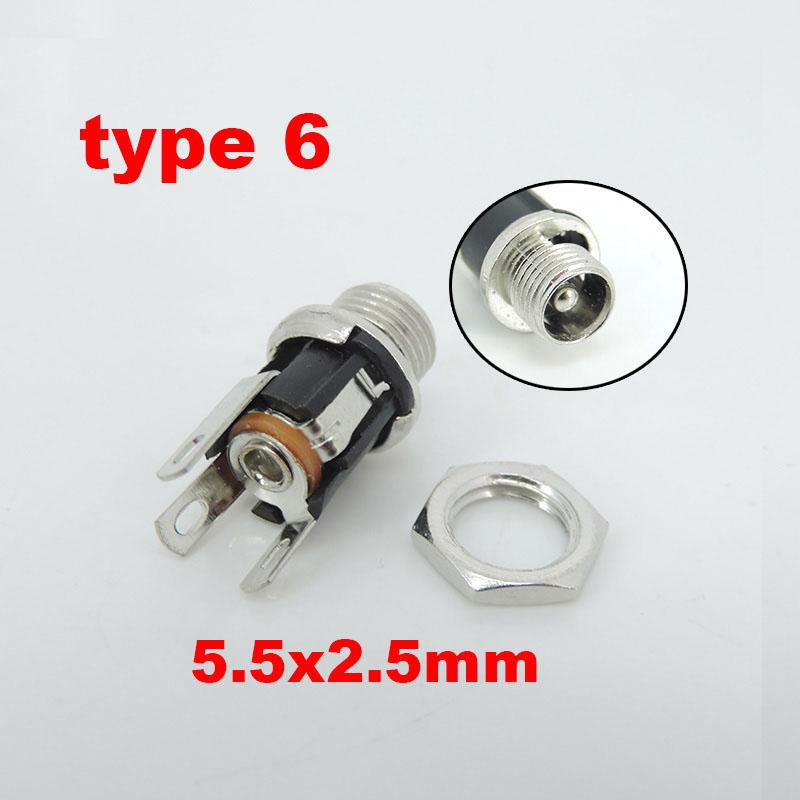 10 шт. DC 025 099 022 гнездовые разъемы 5,5x2,1 мм 5,5*2,5 мм штекер питания Jack гнездо гайка панель монтаж водонепроницаемый чехол под прямым углом