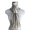 TERAICHI Fringed Compact Insert Neck Petite Striped Mini Scarf Scarf, Warmer, Scarf, Scarf, Women's (Beige)