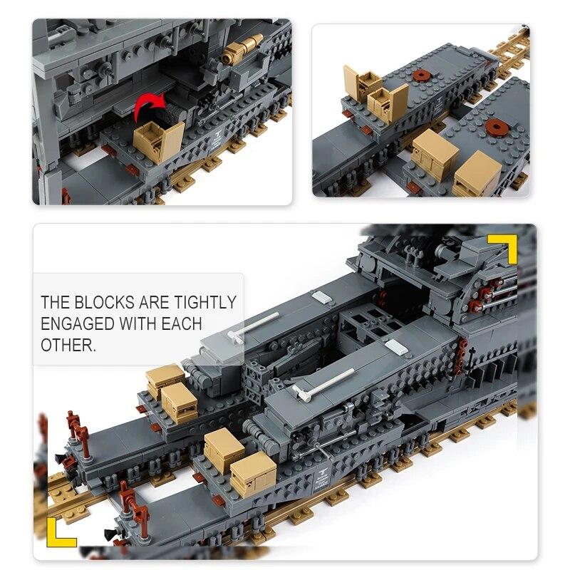 3846 шт. K10005 WW2 железная дорога тяжелая артиллерия модель танка военная серия оружия DIY игрушки строительные блоки подарок для мальчиков