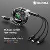 3-в-1 Micro USB Type C Зарядный кабель Мульти-зарядное устройство Для Skoda Octavia Fabia Kamiq Kapoq Kodiaq Rapid SCALA Superb A5 A7 Yeti