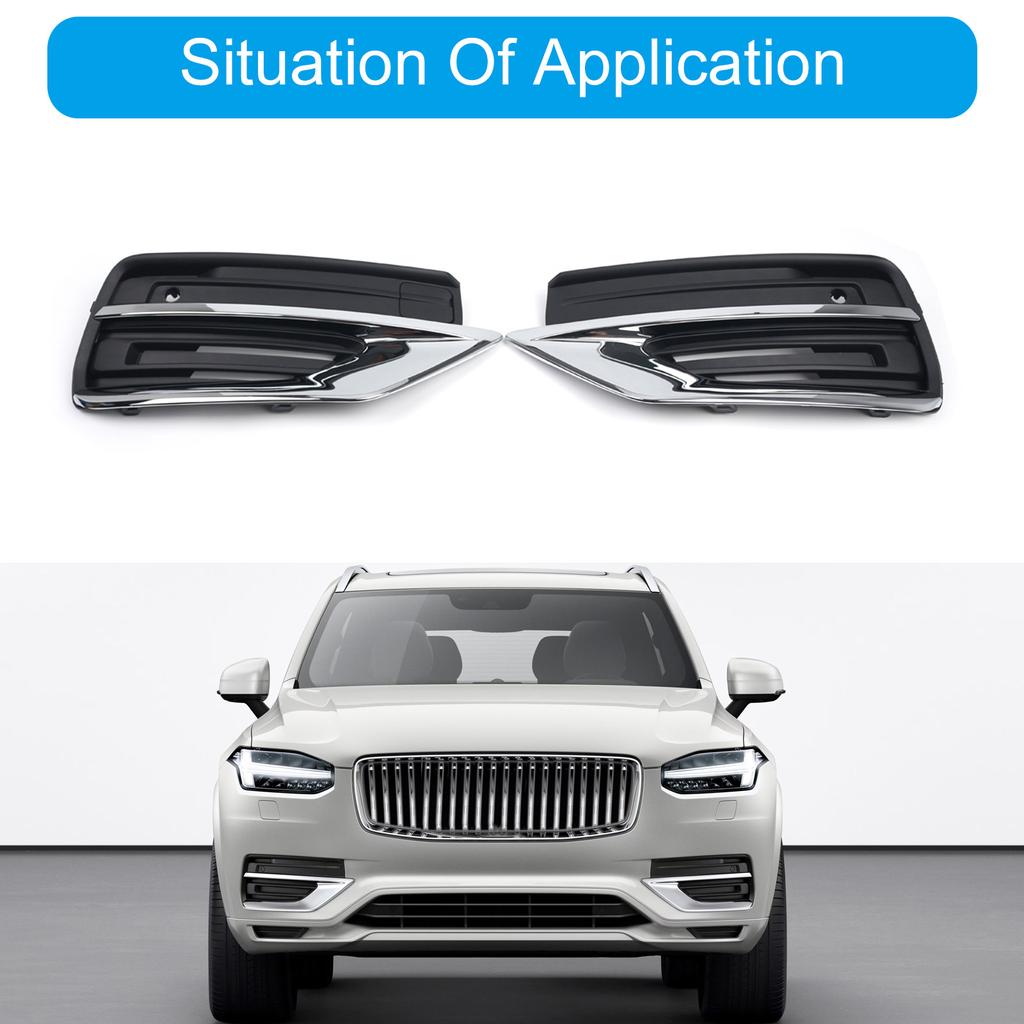 Left/Right Car Bumper Fog Light Grille for XC90 2020 To ONWARDS 31663539 31663514 Replacement Fog Lamp Grille Trim Cover
