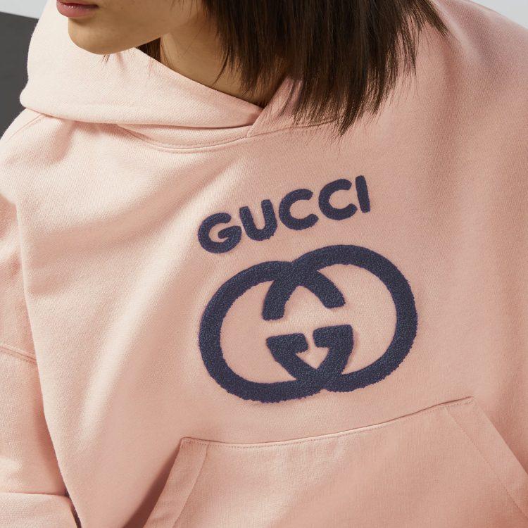 GUCCI Logo Embroidered Jersey Hoodie 768122-XJF8S-5874