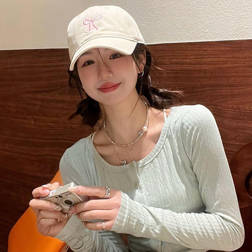 Embroidery Embroidery Bow Baseball Cap Bowknot Peaked Cap Casual Bowknot Baseball Hat Girl