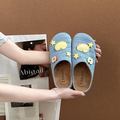 Модные повседневные домашние тапочки-мешки на голову лето 2025 новые универсальные дышащие милые мультяшные яблочные крутые тапочки