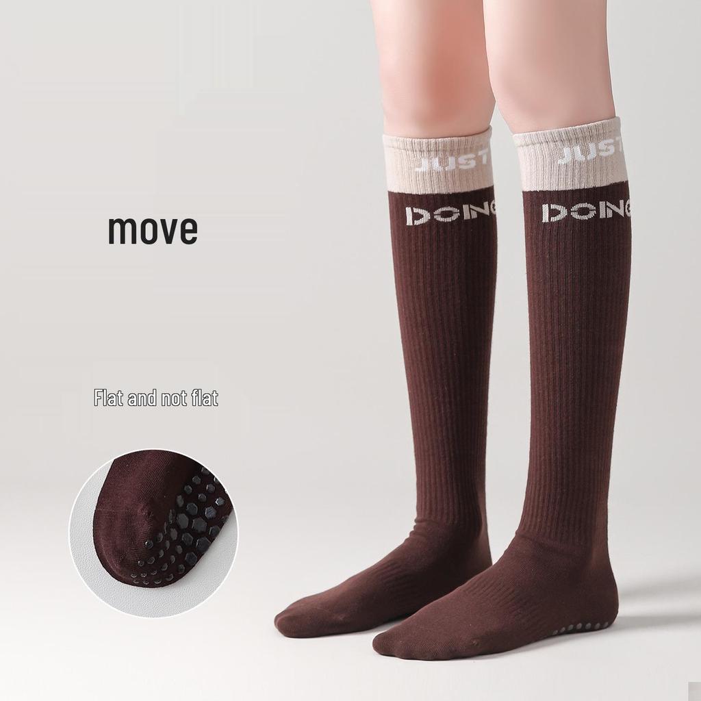 Женские нескользящие хлопковые носки до колена для йоги и пилатеса