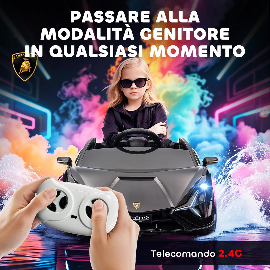 Electric Ride-On Car for Children 3-5 Years Lamborghini 12V with Remote Control and Speed 3-5km/h, Black