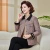 2025 Spring & Autumn Color Block Turn-Down Collar Jacket for Middle-Aged & Elderly Women