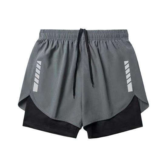 Men Swim Shorts Slim Fit Double Layers Quick Dry Conservative Breathable Swimming Drawstring Elastic Waist Swimming Trunks Water Sports Jogging Shorts