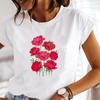 (Азиатский размер) Футболка женская женская футболка с акварельным цветком милая одежда повседневная цветочная мода с коротким рукавом принт женская графическая футболка