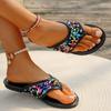 2024 Spring and Autumn New Style Fashionable Comfortable and Casual Sequined Flat Bottom Hollow Wear-resistant Women's Sandals
