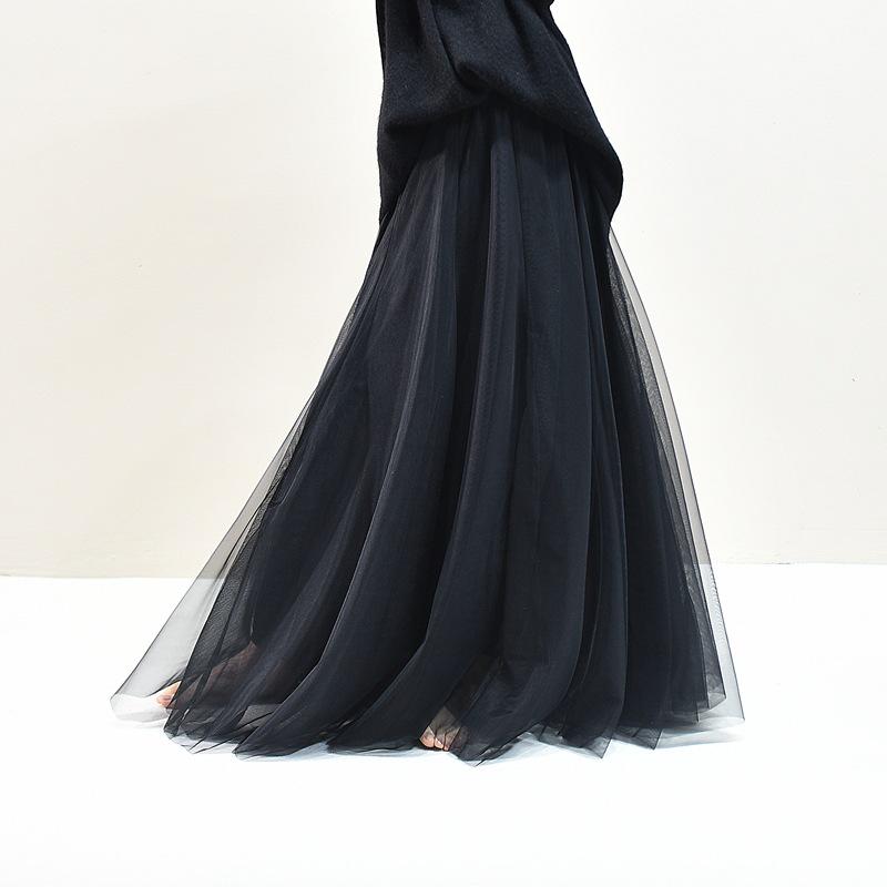 Женская летняя сетчатая марлевая юбка А-силуэта - Сказочный стиль, Широкий подол, Средняя длина, Стройнящая, Подчеркивающая темперамент