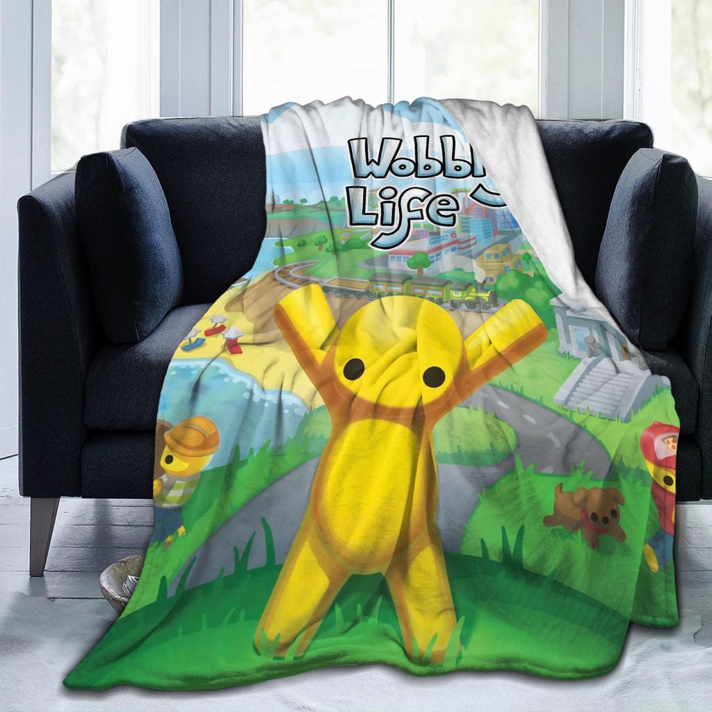 Wobbly Life Sandbox Game Coral Fleece Plush Throw Fashion Blanket Cartoon Funny for Bedspreads Knitted Fashion Blanket Office Warm Breathabl