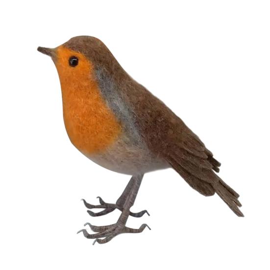 Войлочная скульптура птицы Ручная работа Шерстяная фигурка певчей птицы Реалистичный дизайн, вдохновленный дикой природой Мягкие многослойные перья Декоративная фигурка