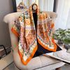New Print Head Scarf Women Four Seasons Foulard Satin Square Head Hijab Scarfs For Ladies Shawls 90*90 Silk Scarf Muslim Hijab